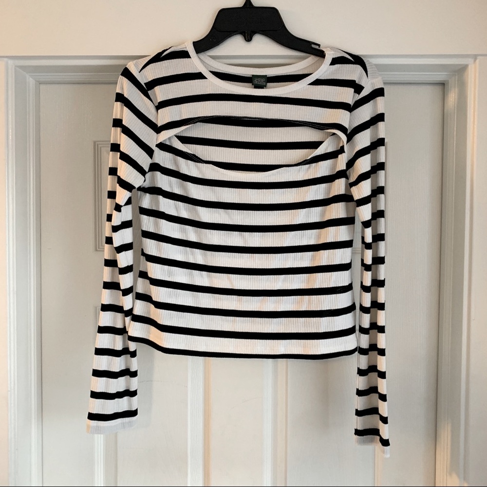 Striped Long Sleeve Crop Top
